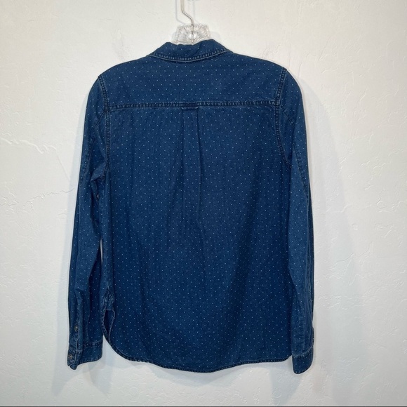 Madewell Indigo Pin Dot Chambray Popover Women Shirt Size Small - Picture 8 of 10